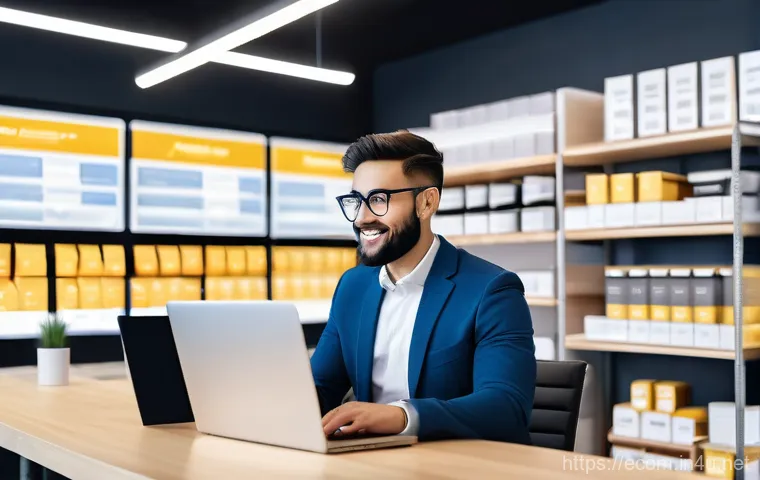 전자상거래 실기 시험에서 반드시 알아야 할 이론 - **Prompt 1: Dynamic E-commerce Operations Hub**
A bright, modern office space buzzing with activ...