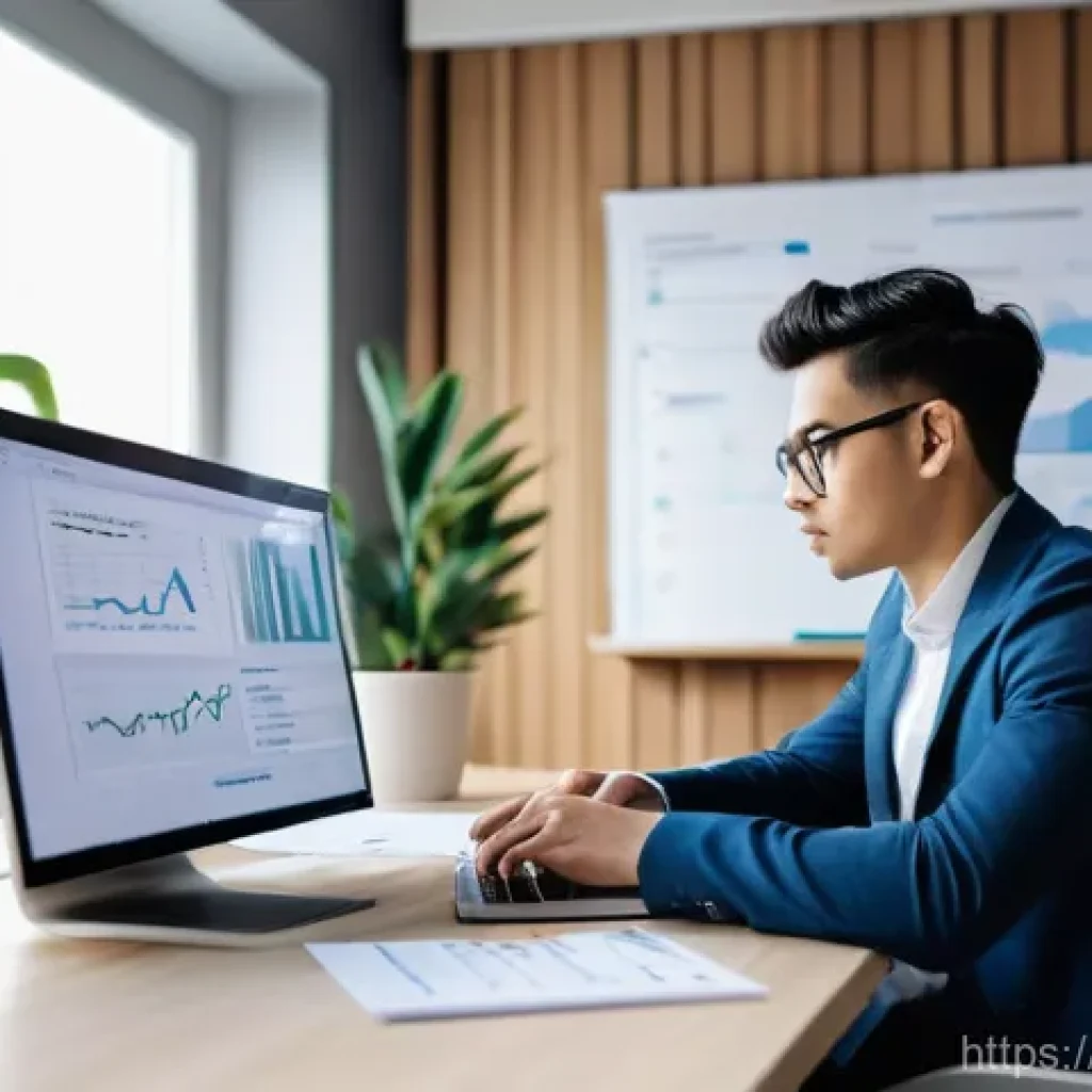 전자상거래 자격증 취득 후 현업에서 배운 교훈 - **Subject:** A young professional, male or female, in smart-casual attire.
**Action:** In the fo...