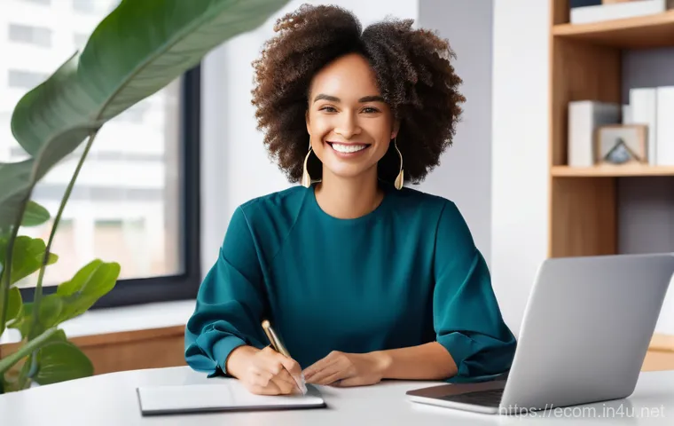 전자상거래 실무와 클라우드 기반 쇼핑몰 관리 기술 - **Prompt 1: Effortless Cloud E-commerce Setup**
A vibrant, sunlit image of a young, diverse fema...