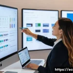 전자상거래 실기 시험 대비 상품 카테고리 최적화 기법 - **E-commerce Category Architect:** A brightly lit, modern office space with a focused female e-comme...